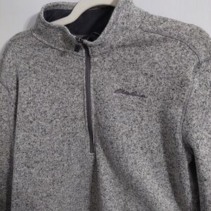 Eddie Bauer Gray Heather Quarter-Zip Sweater